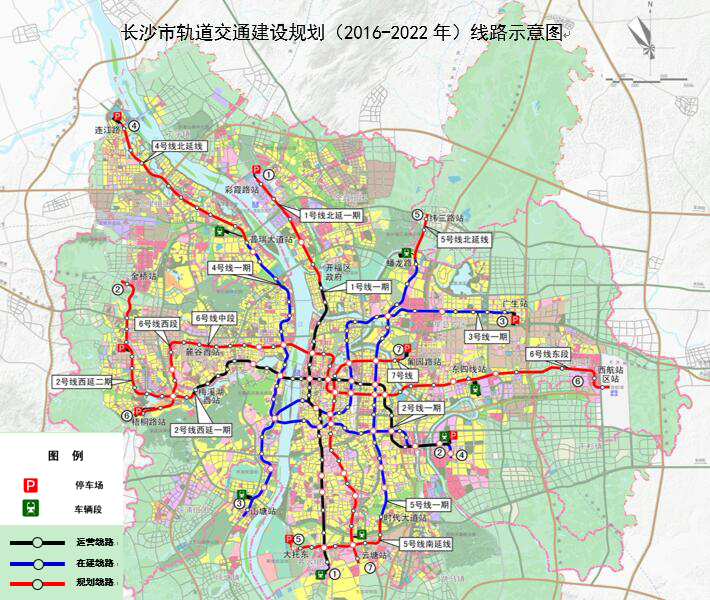 長沙地鐵總線路圖規劃